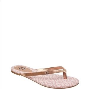 NWT G by Guess nude color flip flops